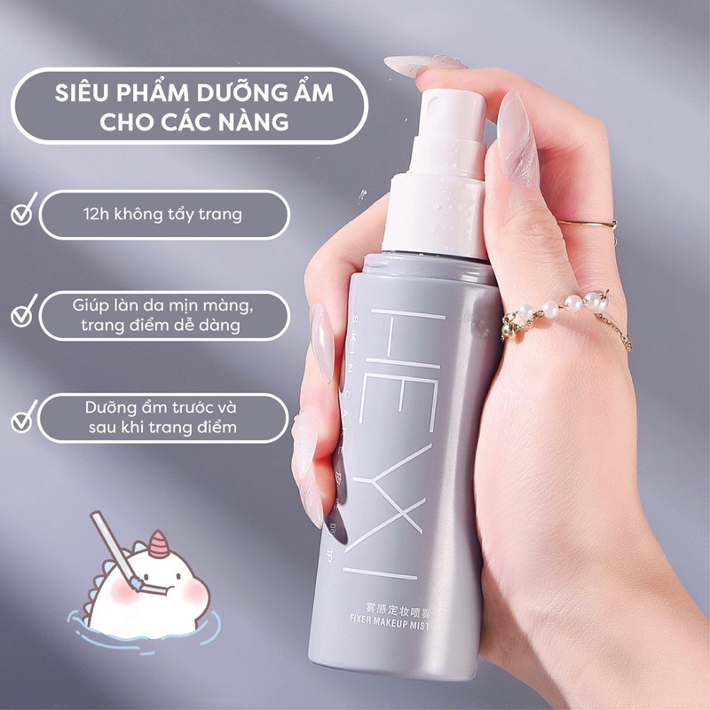Xịt nhũ HEYXI giữ makeup dưỡng ẩm cả ngày dài, giúp da mịn màng