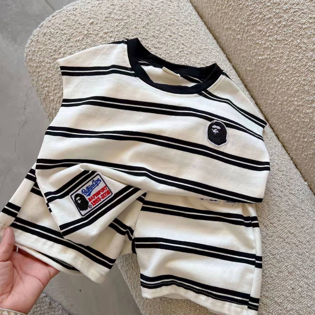 Hàng Mới Về Set Áo Thun Ba Lỗ Và Quần Short Kẻ Sọc Mềm Mại Thời Trang Mùa Hè Cho Bé Trai