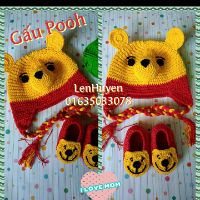 Set nón giày len handmade có che tai