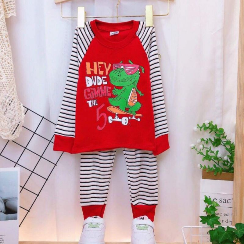 Bộ dài tay bé trai bé gái Carter thun bozip xuất dư phối kẻ sọc