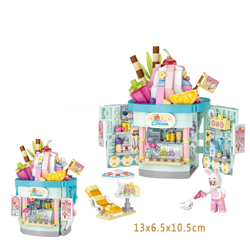 Bộ xếp hình khối xây dựng building block LOZ mini mô hình tiệm kem tươi