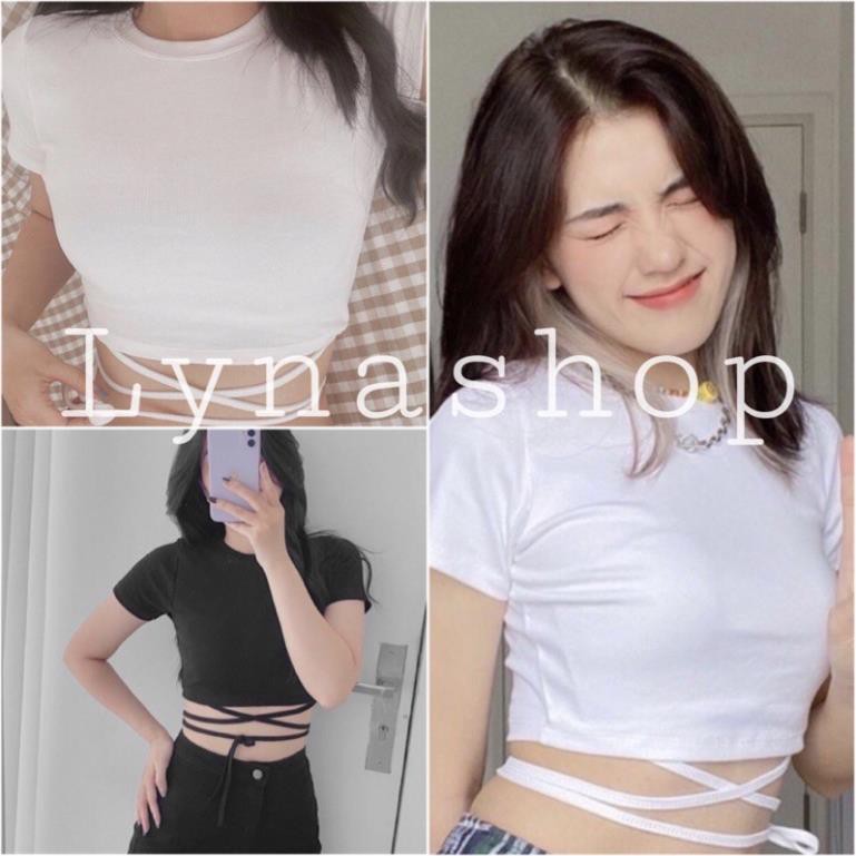 Áo croptop thun đan eo nữ🍉FREESHIP🍉 Phông thiết kế dây buộc điệu đà, bánh bèo tiểu thư Ulzzang HOT  ྇