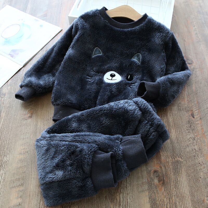 Bộ đồ ngủ bằng vải flannel dày kiểu mới cho bé