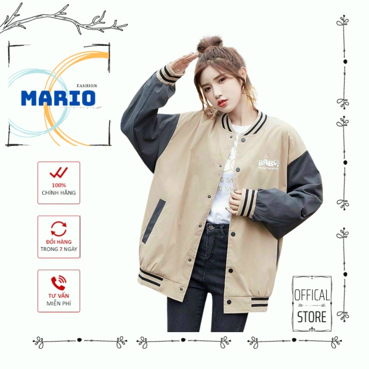 Áo khoác dù bomber 2 lớp thêu chữ BADGE chất dù chống nắng form rộng phong cách Unisex