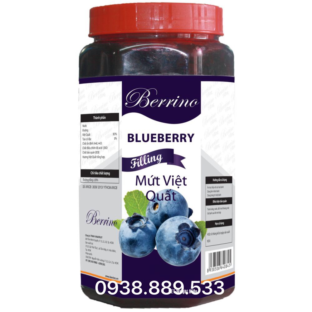Mứt Việt Quất Berrino 950gr