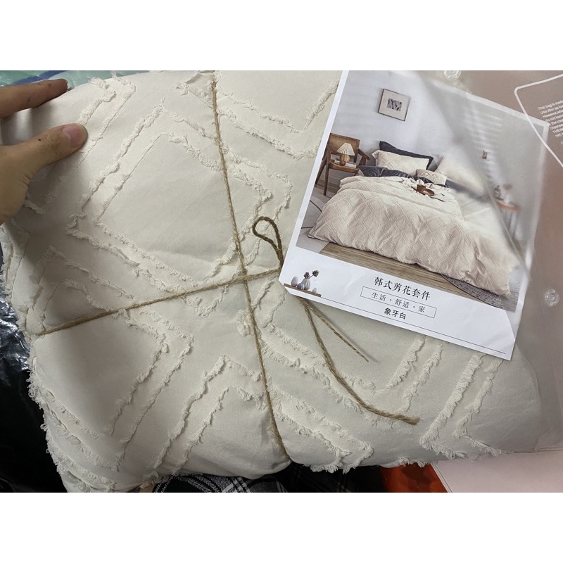 Set Bộ Vỏ chăn Ga Đũi Dệt Thô Phong Cách Hàn Quốc _ shinbedding