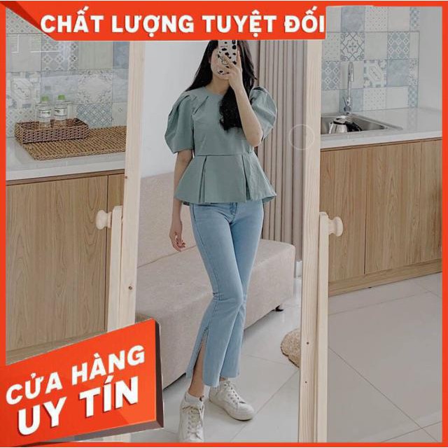 [hình thật] QUẦN JEANS ỐNG LOE ỐNG XẺ 1 bên- chất jeans đẹp xuất sắc