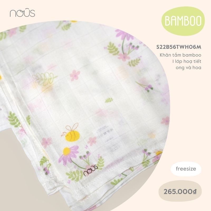 Khăn Đa Năng Cho Bé Nous - Chất Liệu Bamboo Kích Thước 120x 120cm