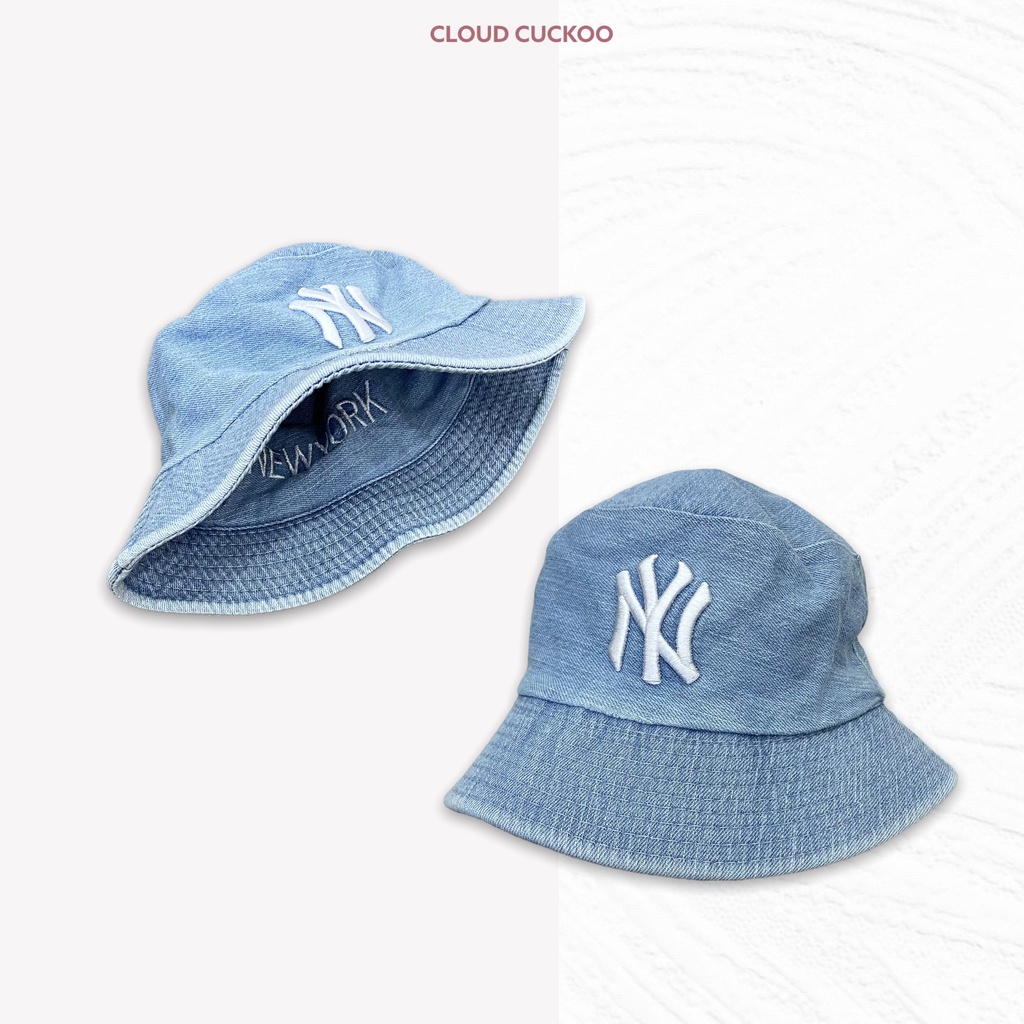 Mũ Bucket Bò Jeans Thêu Chữ 2 Mặt Phong Cách Hàn Quốc.