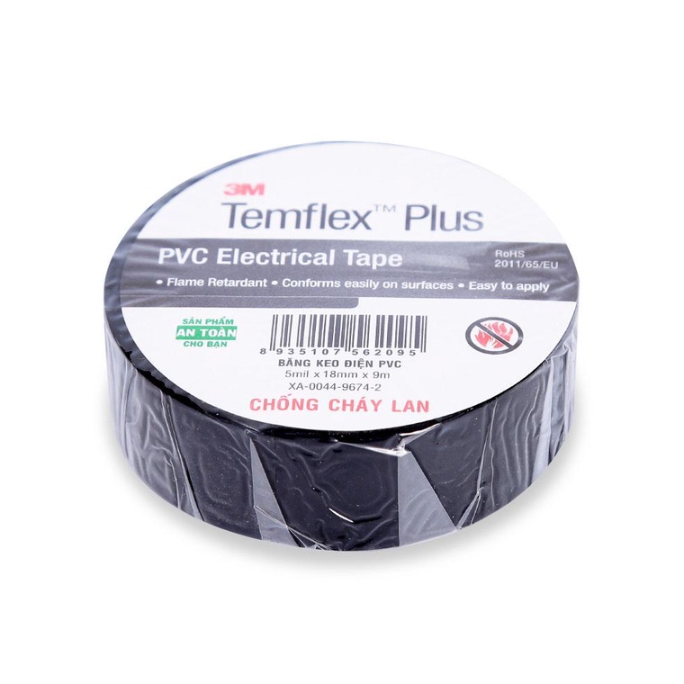 BĂNG KEO ĐIỆN PVC TEMFLEX PLUS 3M (18mm X 9M)