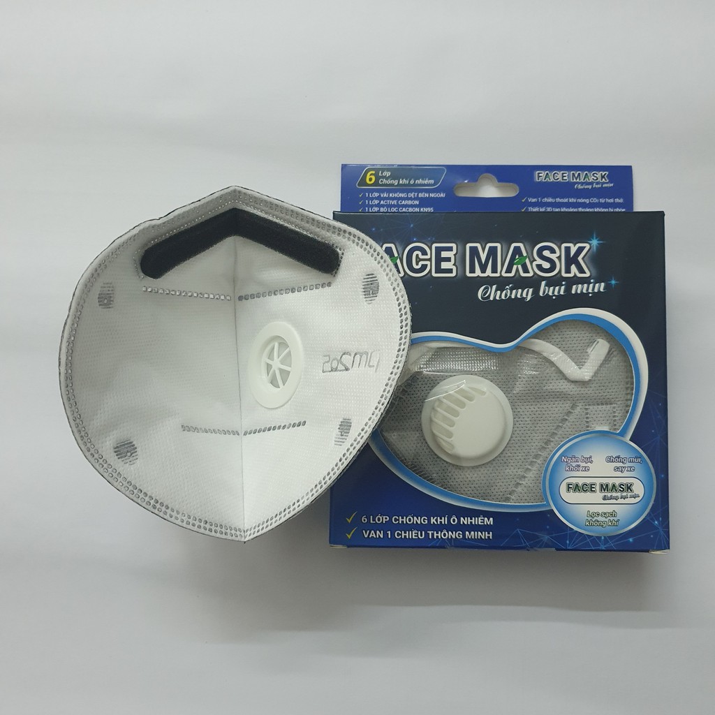 Khẩu trang 6 lớp đạt tiêu chuẩn N90 & N95 có van 1 chiều lọc mùi hôi, lọc độc, kháng khuẩn | BigBuy360 - bigbuy360.vn