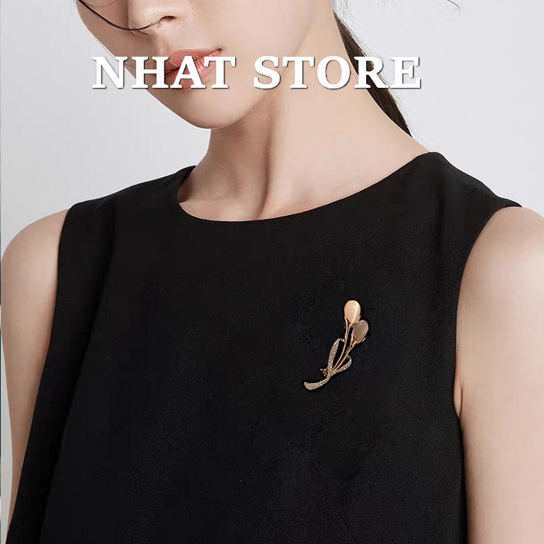 Trâm cài áo nữ Hàn Quốc đính đá, ghim cài vest hình hoa nhatstore158