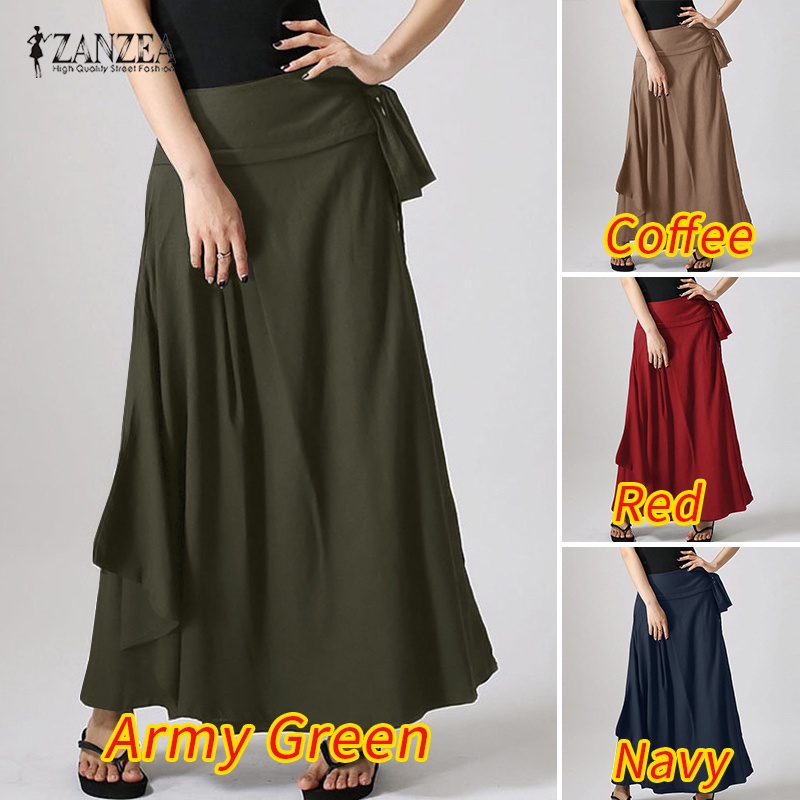 Chân váy Zanzea lưng cao xếp ly thời trang Châu Âu vintage cho nữ