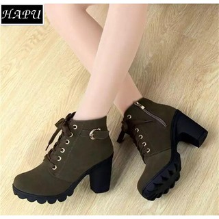 Giày bốt nữ cao gót dây kéo thời trang