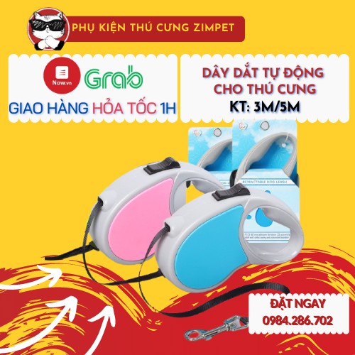 Dây dắt chó mèo tự động - Dây dắt chó mèo đi dạo 3M/5M