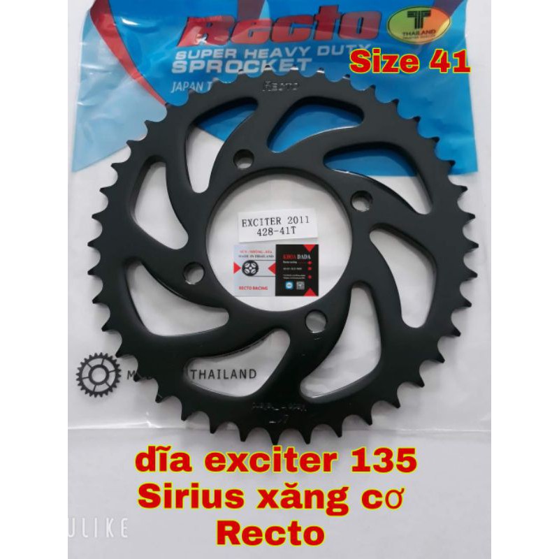 Dĩa Exciter 135/Sirius xăng cơ Recto, size 41 răng, thái lan