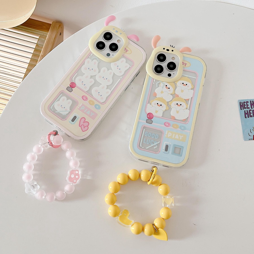 Ốp Điện Thoại TPU Silicon Mềm Hình Thú 3D Đính Ngọc Trai / Thỏ / Vịt Hồng / Xanh Dương Cho iphone 13 12 11 Pro XS Max XR