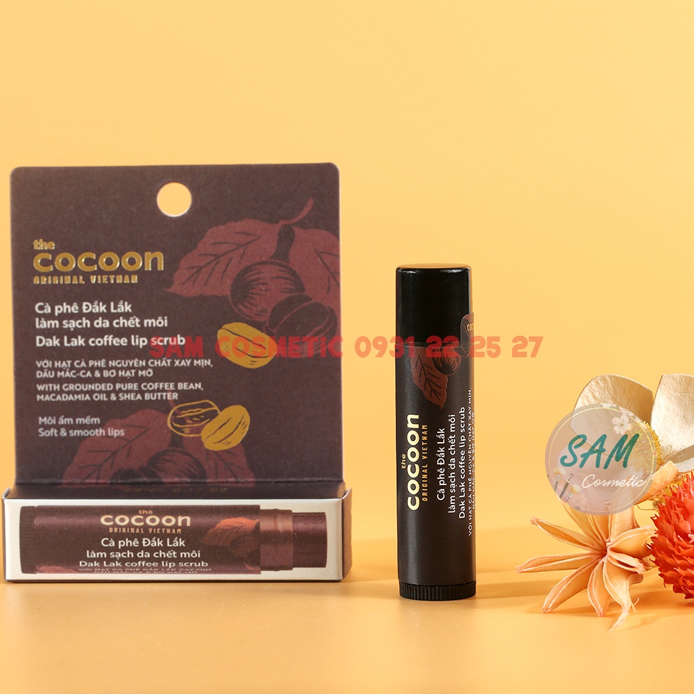 Tẩy Da Chết Môi Cocoon Dak Lak Coffee Lip Scrub 5g Chiết Xuất Từ Cà Phê.