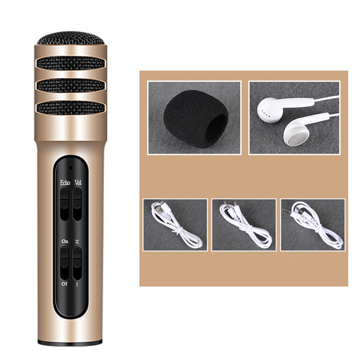 Micro karaoke kiêm sound card live stream C7 -Hàng chất lượng