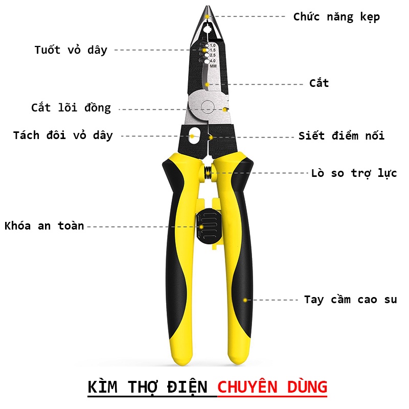 Kìm thợ điện đa năng 7in1 - Thép CRV