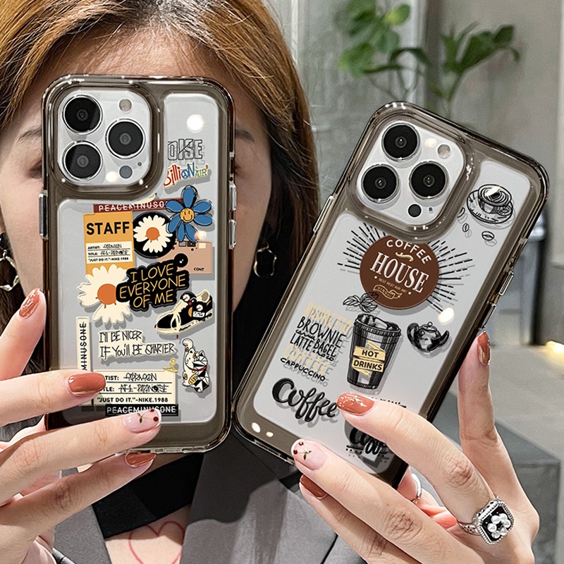 Ốp điện thoại DECOPHONE acrylic TPU họa tiết cốc cà phê thích hợp cho iphone 6s 7 8 plus x xs xr 11 12 13 14 15 max pro