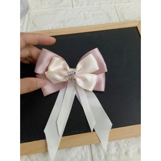 Kẹp tóc nơ lụa satin bản to phong cách tiểu thư