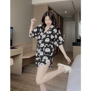 Bộ ngủ cộc đùi cánh dơi lụa siêu mát mùa hè