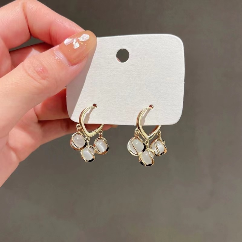 1 Đôi Bông Tai Đính Đá Opal Tinh Tế Sang Trọng Dành Cho Nữ