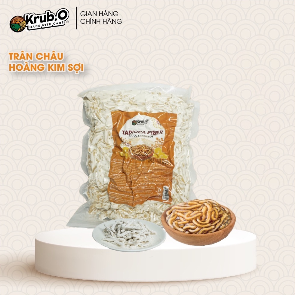 Trân châu sợi KRUBO - Topping thơm ngon siêu sạch đậm vị túi 800g - Trân châu sợi vàng đẹp, dai dẻo