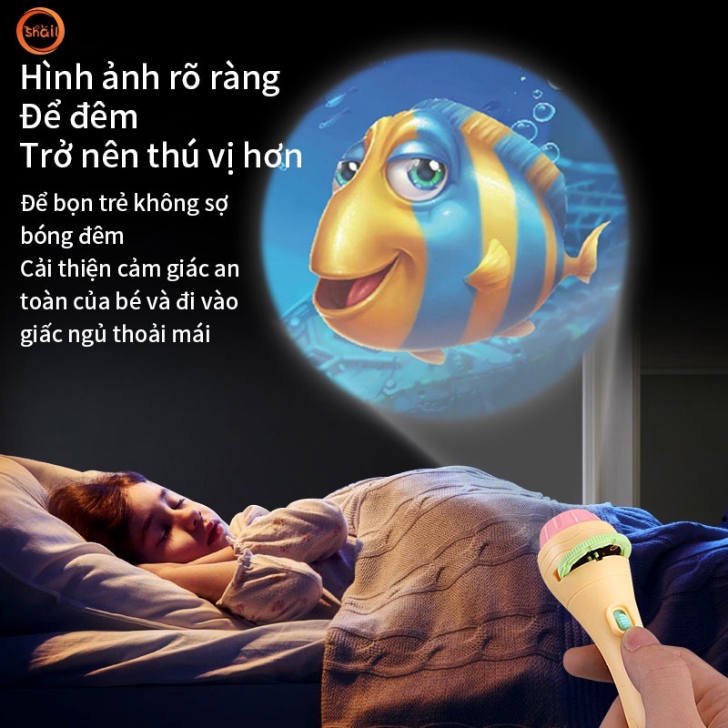 Đèn pin chiếu 80 hình cho bé hình ảnh sắc nét RAMBO TOYS, đèn pin đồ chơi phát triển trí tuệ bé vui chơi khám phá