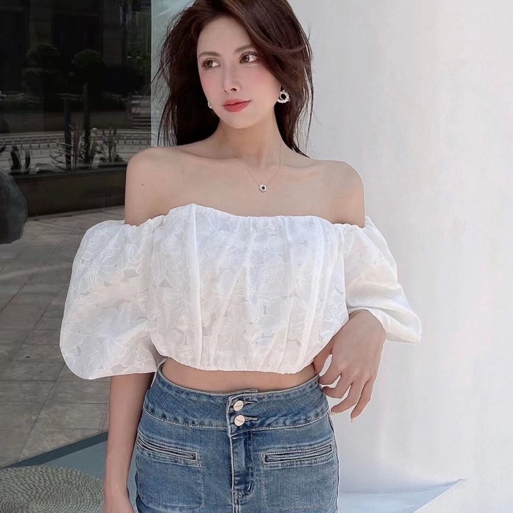 【ZHELIHANGFEI】Áo Chiffon Tay Phồng Cổ Chữ V Thời Trang Cao Cấp Quyến Rũ Cho Nữ