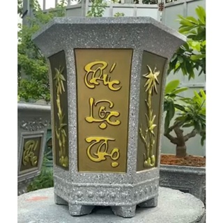 Khuôn chậu lục giác ống cao 44cm Phúc-Lộc-Thọ nhựa ABS có lòng trong