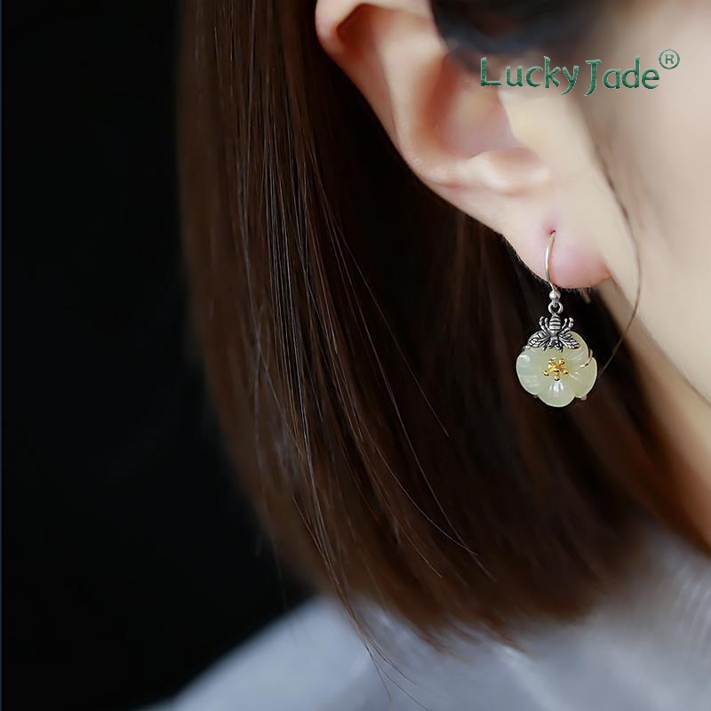 Bông Tai Mạ Bạc 925 Hình Ong Và Hoa Trà Thời Trang Cho Nữ