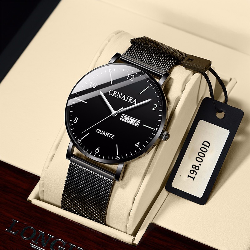 Đồng hồ nam Crnaira CR05 chính hãng, siêu mỏng chỉ 7mm ( Tặng kèm vòng tỳ hưu, tháo mắc) | BigBuy360 - bigbuy360.vn