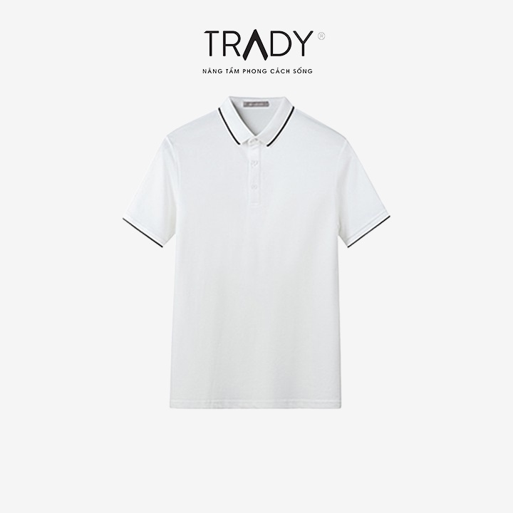 Áo POLO nam màu trắng vải cá sấu Cotton xuất xịn phối viền trắng chuẩn form trẻ trung, thanh lịch - Trady Fashion | BigBuy360 - bigbuy360.vn