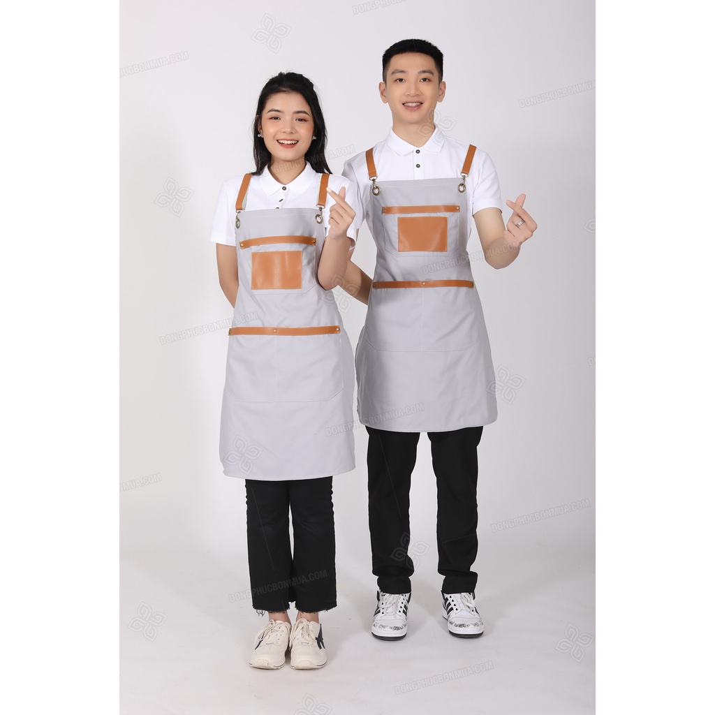 Tạp dề đẹp kaki cao cấp - Tạp dề pha chế Tạp dề cafe Tạp dề phục vụ phong cách Hàn Quốc