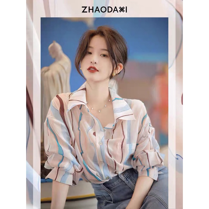 Áo Sơ Mi Tay Dài In Họa Tiết Hình Học Phong Cách Vintage Mới