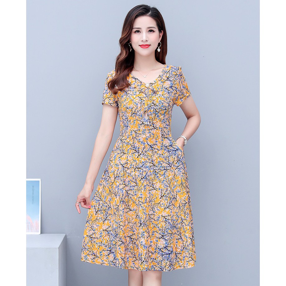 Đầm Trung Niên Dáng Suông Co Giãn 4 chiều