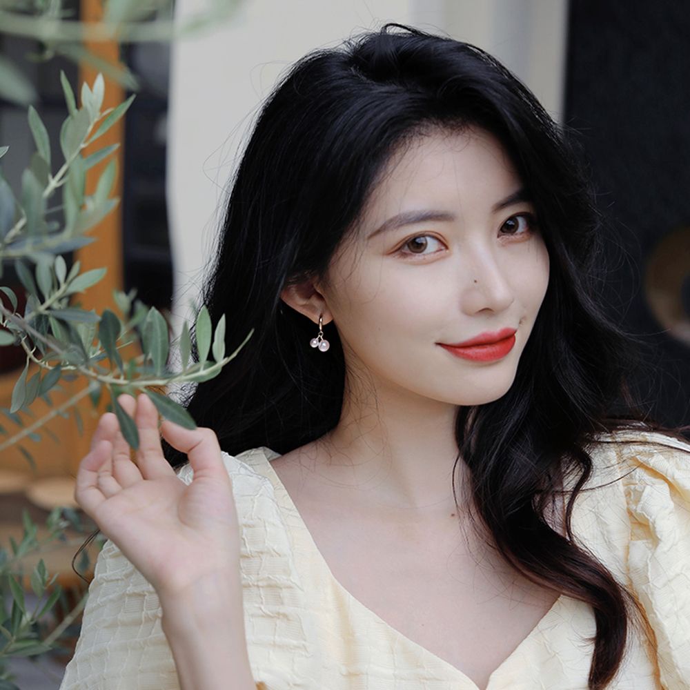 Khuyên Tai Kim Loại Đính Ngọc Trai Tròn Nhiều Màu Sắc Phong Cách Hàn Quốc Thanh Lịch Cho Nữ