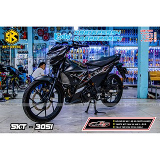 tem rời xe raider đen trắng chất liệu decal mccal