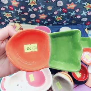Chén sứ cao cấp 2 ngăn hình cá đựng thức ăn cho Hamster, Sóc Bay Úc, Sóc Bông...