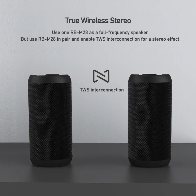 Loa bluetooth mini Remax RB M28PRO chống nước bass mạnh có 2 loại công xuất 8W x 2 chính hãng bảo hành 6 tháng lỗi đổi