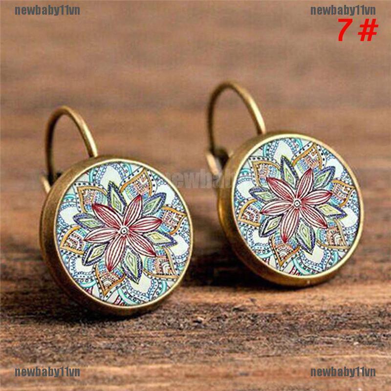 Khuyên Tai Nữ Trang Dáng Tròn Tạo Hình Bông Hoa Đính Đá Pha Lê Thời Trang