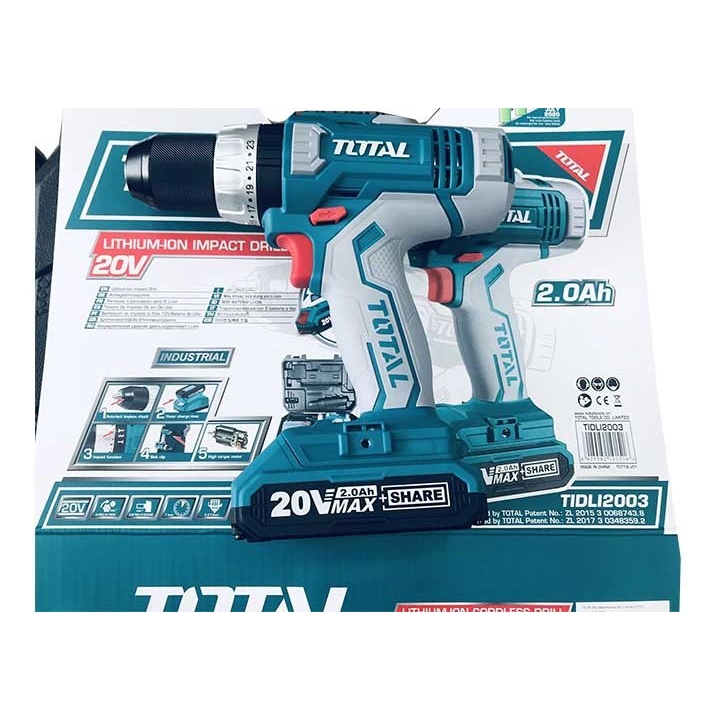 20V Máy khoan vặn vít dùng pin 50 chi tiết Total TIDLI2003