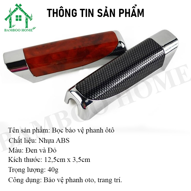 Bọc bảo vệ phanh ôtô BAMBOO HOME, miếng bọc bảo vệ phanh tay xe hơi tránh trầy xước và chống trơn trượt