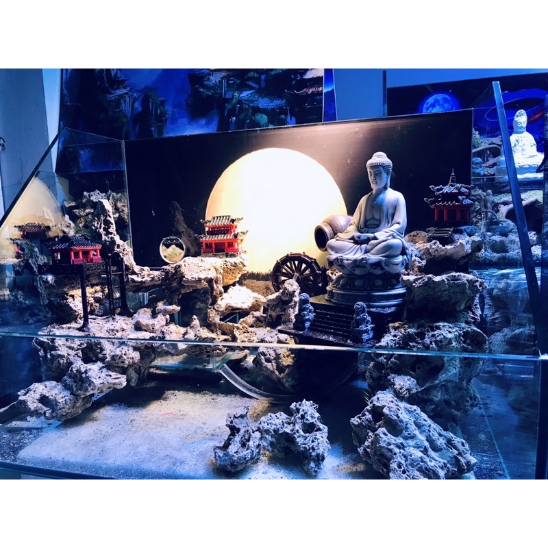 Tranh 3D trang trí hồ cá thuỷ sinh, bán cạn - chủ đề Huyền Bí