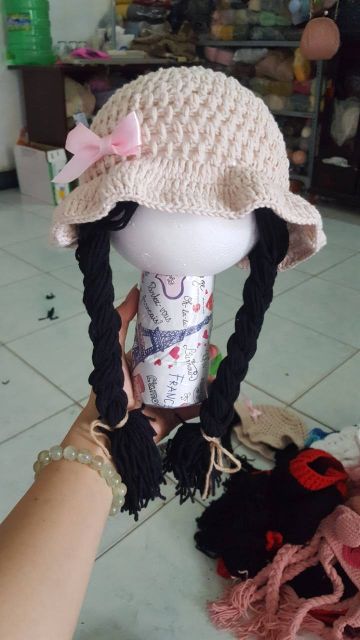 Nón len bính tóc cho be