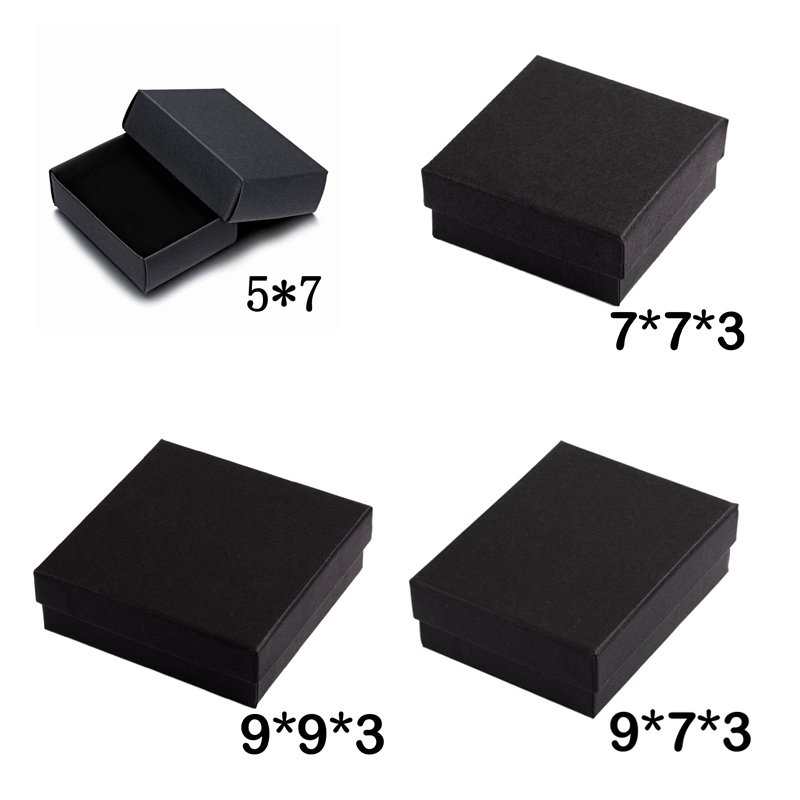 Hộp Quà Đựng Trang Sức Bằng Cotton Nhám Màu Đen