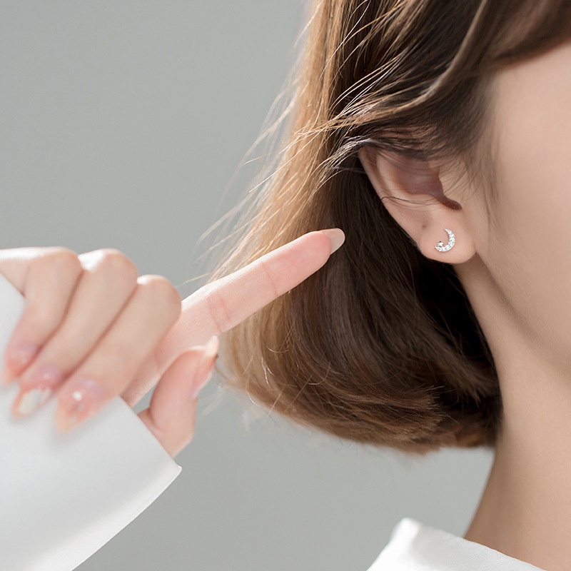 Khuyên tai hợp kim hình trăng / hành tinh đinh đá hợp thời trang cho nữ