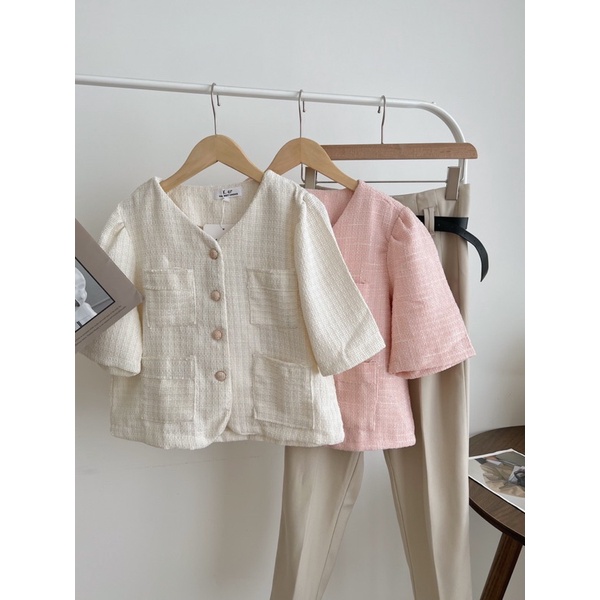 Áo dạ tweed tay cộc
